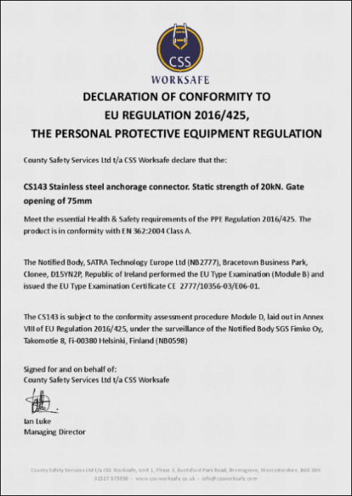 Declaration of Conformity